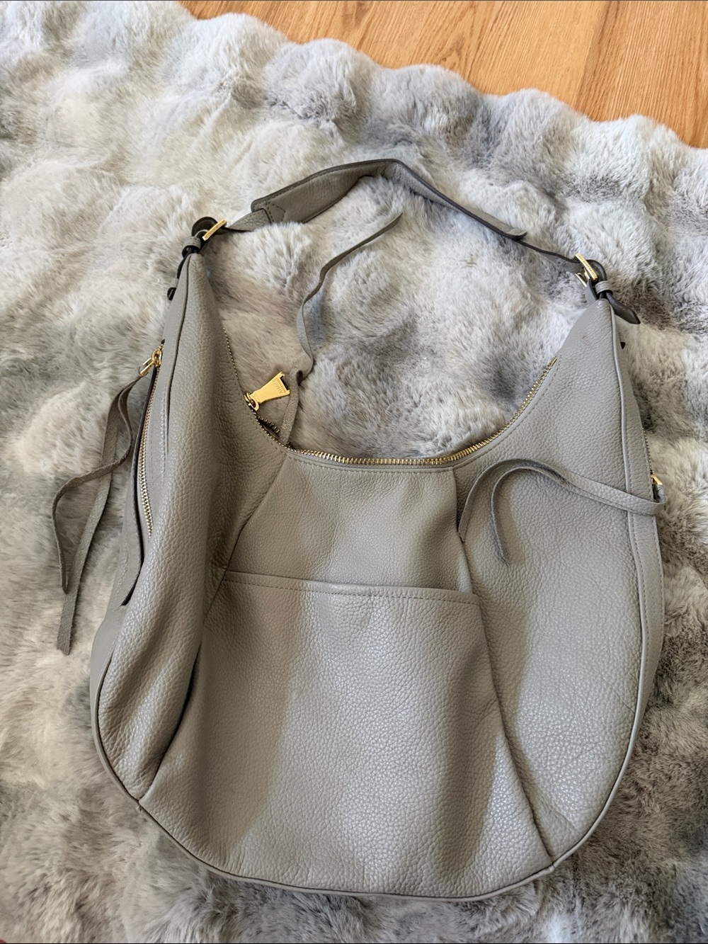 Aimee Kestenberg Pebbled Leather Hobo in Light Gray